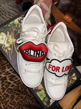 GUCCI Ace Trainers withe 'For Love' Patches!